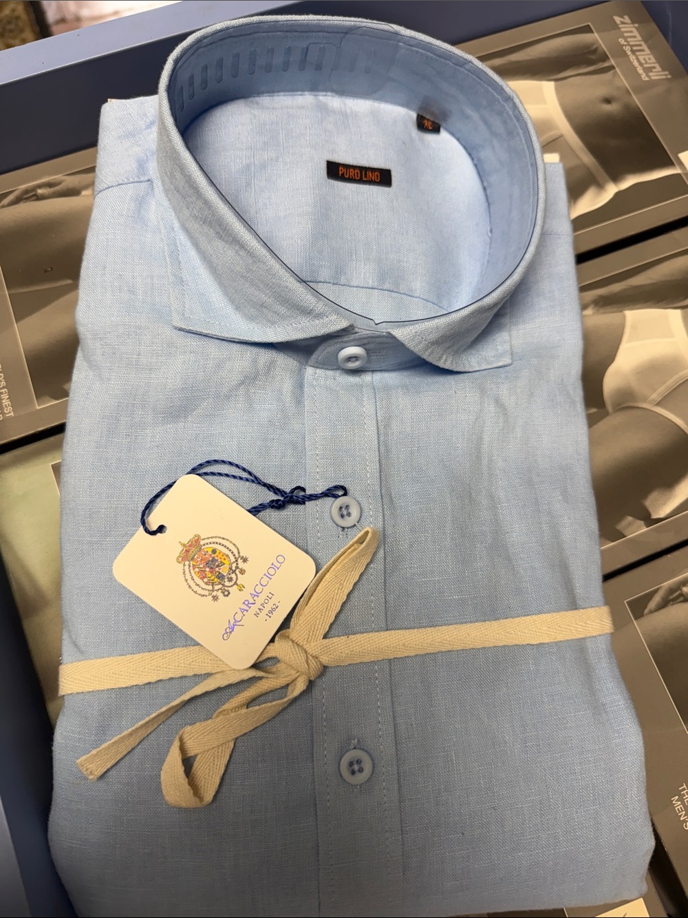 Made in Italy Light Blue Linen Dress Shirt